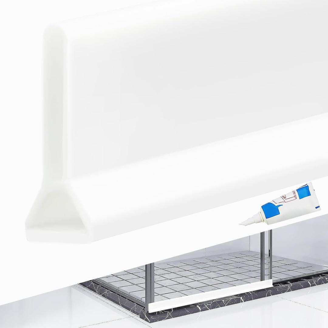 40 Inch New Collapsible Shower Threshold Water Dam - Cuttable Silicone Shower Water Barrier Water Guard for Bathroom Dry and Wet Separation