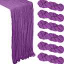 6 Pack Purple Cheesecloth Table Runner 10Ft Spring Gauze Cheese Cloth Table Runner 35x120 Inch Boho Sheer Rustic Fabric for Holiday Party Decor Baby Shower Wedding Decorations
