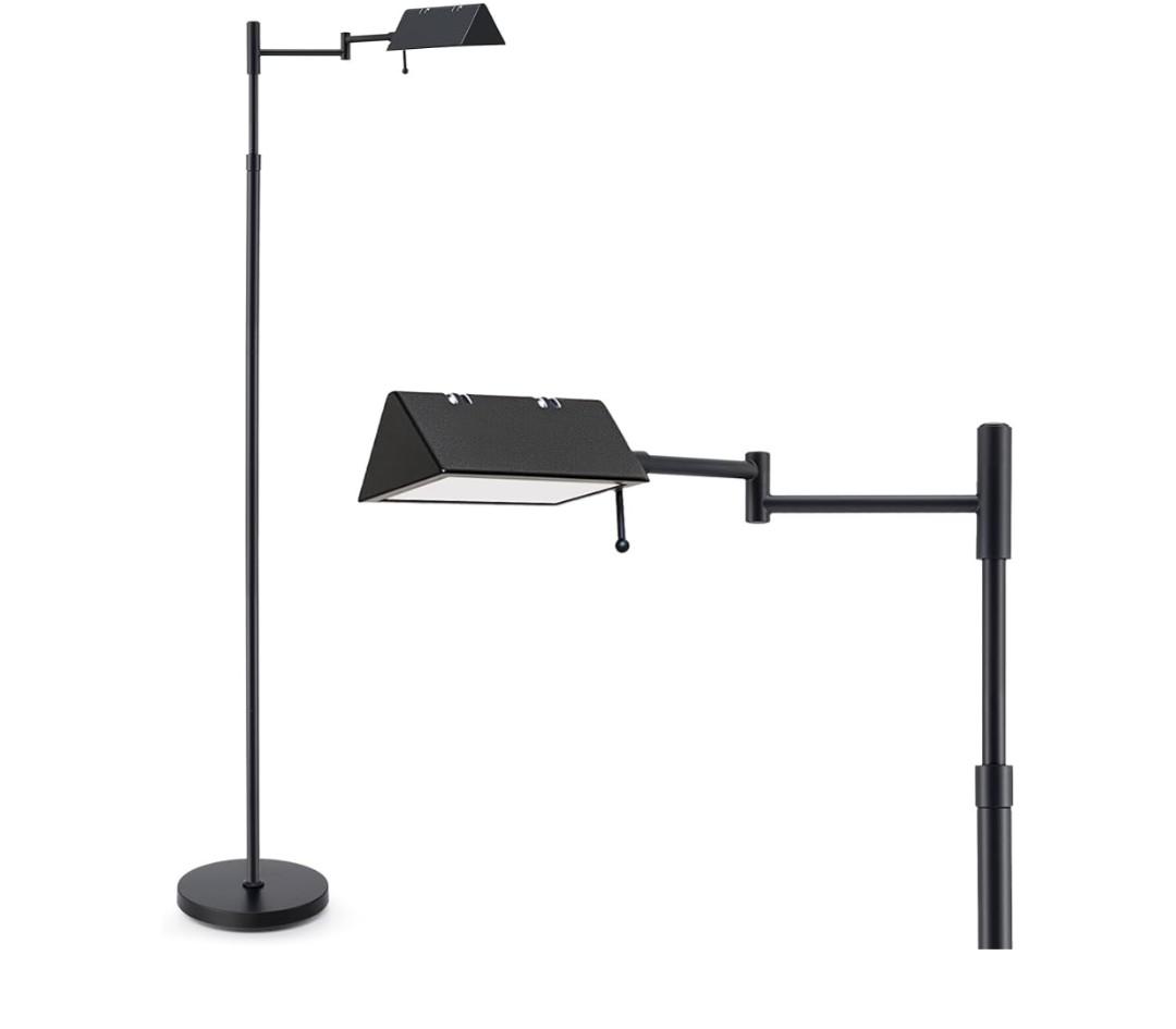 VONLUCE Dimmable LED Floor Lamp, 56" Floor Lamp for Living Room with Adjustable Height Swing Arms 3 Color Temperatures, Industrial Standing Pole Lamp for Bedroom Reading, Black