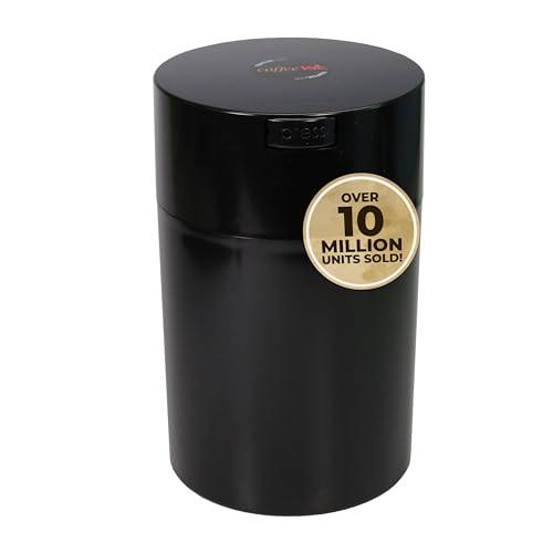 COFFEEVAC 1LB Patented Airtight Multi-use Vacuum Works as Smell Proof Ground Coffee Bean Containers. Black Cap and Body, 1.85-Liter/1.6-Quart