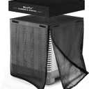 2 in 1 Air Conditioner Covers for Outside Units,Full Mesh & Detachable Waterproof Top AC Unit Defender Cover for All Season,Protect from Leaves,Snow & Dust 32"*32"*36" (Black Mesh)