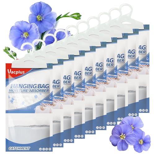 Vacplus Moisture Absorbers, Hanging Closet Dehumidifier Bags, Humidity Packs, Desiccant, Closet Dehumidifiers with Linen Fragrance, 10 Pack, 9.8 OZ