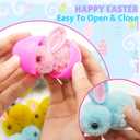 36 Pack Easter Eggs Filled Plush Bunny Toys, Mini Colorful Bunny Egg Fillers for Kids Toddler Boys Girls Easter Egg Hunt Classroom Prize Supplies Basket Stuffers Easter Party Favors