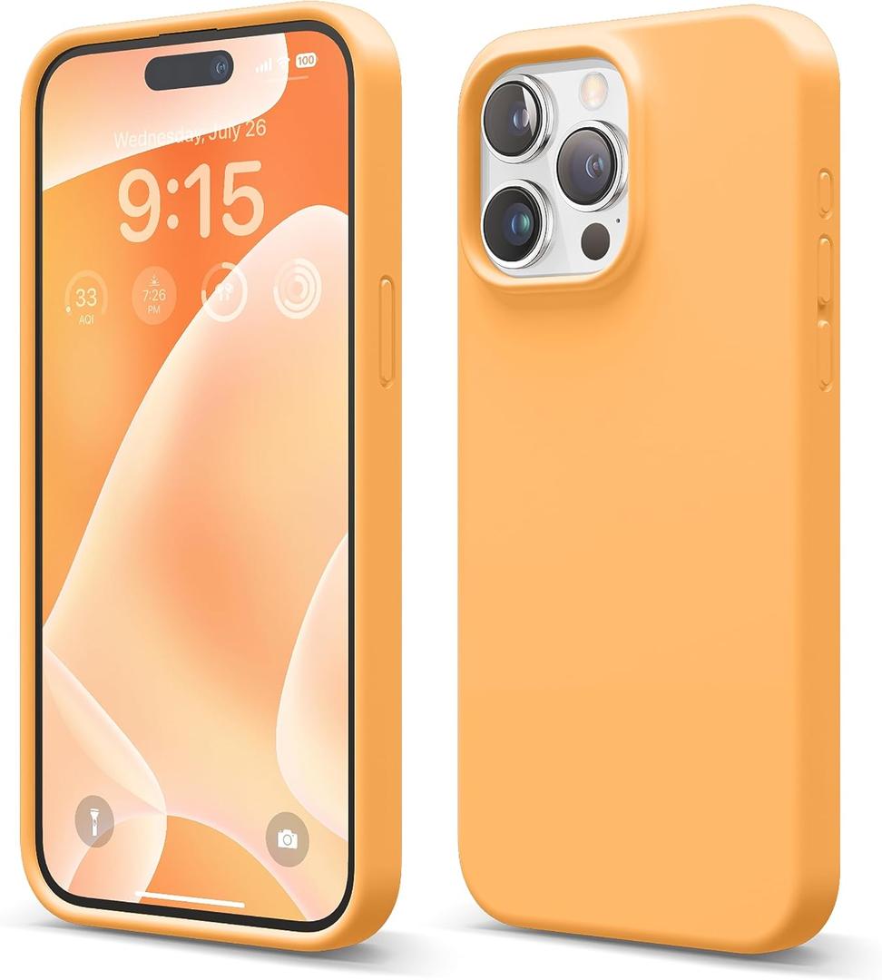elago Compatible with iPhone 15 Pro Max Case, Liquid Silicone Case, Full Body Protective Cover, Shockproof, Slim Phone Case, Anti-Scratch Soft Microfiber Lining, 6.7 inch (Orange)