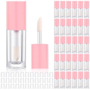 Tatuo 30 Pcs Pink 6ml Empty Lip Gloss Tubes with Wand Bulk Lip Refillable Gloss Containers Cosmetic Bottles with Rubber Stoppers for Lipstick Eyelash Growth Liquid DIY Makeup Kit