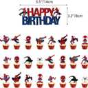 25PCS Spider Cake Toppers, Cute Cartoon Cupcake Toppers, Spider Themed Birthday Party Cake Decorations & Party Supplies