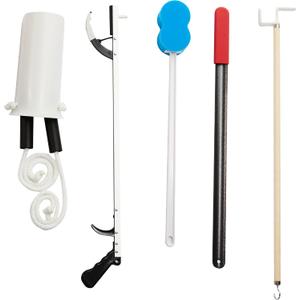 American Hospital Supply 5-Piece Hip/Knee Replacement Kit [1 Each] Surgery Assistance with Stocking Aid, Reacher, Sponge Rod, Shoehorn, and Hook | Medical Equipment