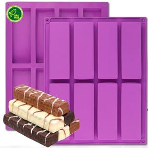 Premium Nonstick Silicone Mold for Granola Bars - Set of 2 | Easy Release, Effortless Cleaning, and Durable | Ideal for Baking, Making Rectangle Granola Bars | Food-Grade, Flexible Moldes silicona