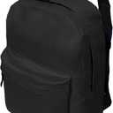 Black Basic School Canvas Backpacks for Boys Girls 15.6 Inch Travel Water Resistant Bookbag Black