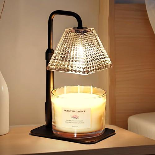MUJTEO Candle Warmer Lamp with Timer Dimmer Adjustable Height,Electric Dimmable Wax Warmer for Scented Jar Candles,Mom Birthday Gifts for Women,House Warming Gifts New Home Bedroom Decor,Black