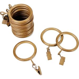 Curtain Clip Rings - 1.75'' Inner Diameter Faux Wood Color Rings Fits up to 1-1/4'' Curtain Rod, Set of 14 (Faux Wood, Set of 14 (1.75''))