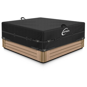  Kipiea 600D Outdoor Waterproof Square Hot Tub Cover Protector, Heavy Duty Polyester SPA Covers UV Protection Cover 78" L x 78" W x 20" H, Black
