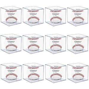 12 Pack UV Protected Acrylic Boxes for Display,Clear Display Case Baseball Cube Memorabilia Showcase Autograph Ball Protector
