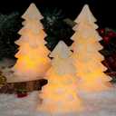 White Glittering Christmas Tree Shaped Flameless Candles with Timer, Real Wax Flickering Battery Operated LED Candles for Christmas Home Party Decoration Set of 3