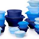 Tupperware Heritage Collection, New 36 Piece Food Storage Container Set in Vintage Blue, Dishwasher Safe and BPA Free (18 containers, 18 lids)