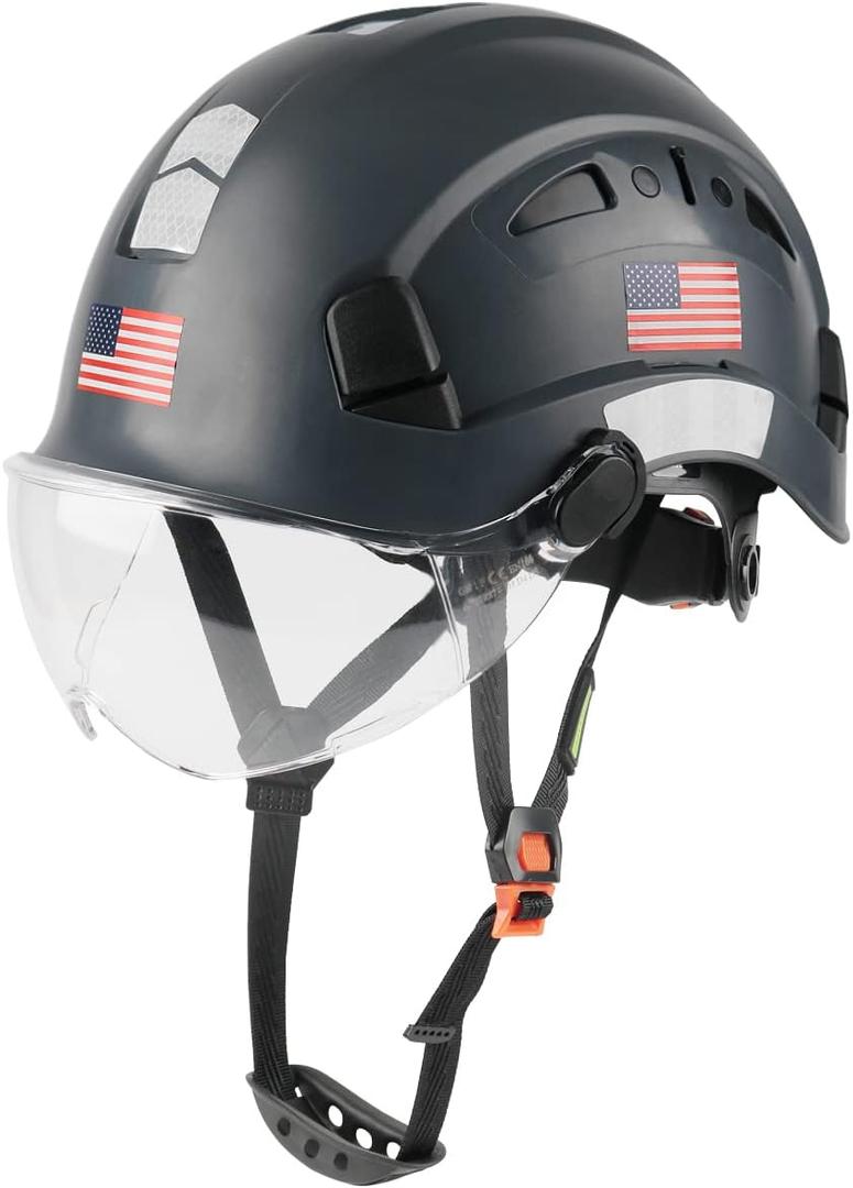 GREEN DEVIL Construction Safety Work Helmet Vented Men Hard Hat with Visor, Medium