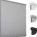 Joydeco Cellular Shades Cordless, Blackout Honeycomb Blinds for Indoor Windows, Thermal Insulated Noise Reduction (Grey, 27" W x 48" H)
