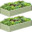 2PCS 6x3x1FT Galvanized Raised Garden Bed, Galvanized Planter Raised Garden Boxes Outdoor, Large Metal Raised Garden Beds for Vegetables-Green