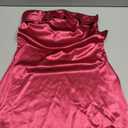 Womens Open Back Mini Dress Sexy Satin Floral Elegant Strapless Cocktail Dresses Date Night Party Club Bandeau Tube Dress Rose Red, Small