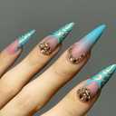 2 x Redykat 24PCS Stiletto Matte Press On Nails, Salon Quality Nail Art, Extra Long Acrylic False Nails, Fake Nails, Home Quick Manicure (bluegreen ombre)
