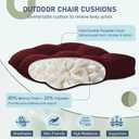 downluxe Outdoor Chair Cushions Set of 2 for Patio Furniture, Waterproof Tufted Overstuffed Patio Furniture Cushions, Thick Outdoor Seat Cushion, 19" X 19" X 5", Burgundy