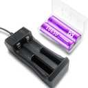 18650 Rechargeable Battery Charger 2000mAh Rechargeable Battery, (2pcs) 3.7v rechargeable battery 18650 Battery Charger, 18650 Battery Suitable for Headlights, flashlights, doorbells, Toys, etc.