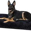 KSIIA Washable Dog Bed Anti-Slip Dog Crate Beds Deluxe Plush Kennel Pad Comfy Pet Sleeping Mat for Large Dogs, 35" x 23", Black