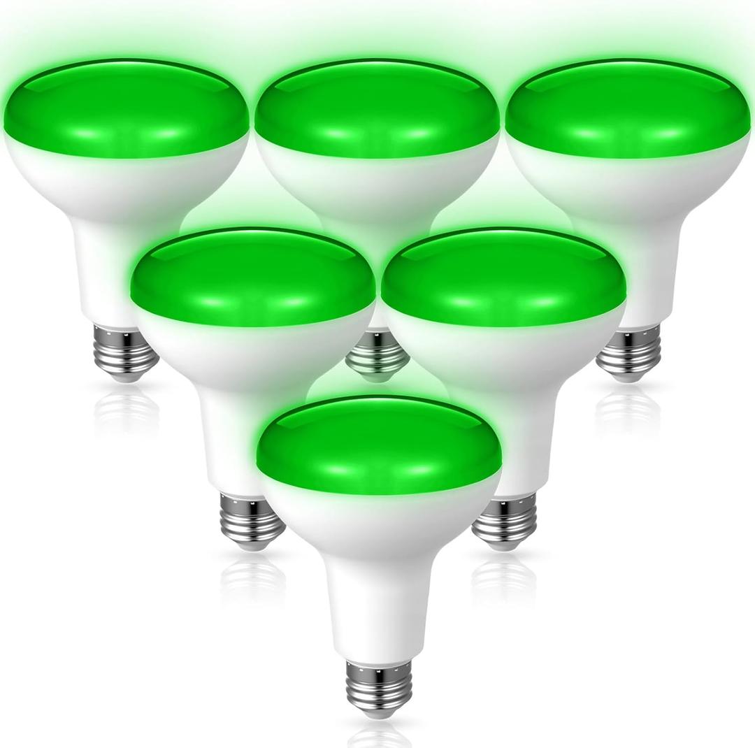6 Pack Halloween LED Flood Light Bulb BR30 Outdoor Flood Home Patio Driveway Light Waterproof LED Bulb Indoor Outdoor Spotlight for Yard Porch(Green)