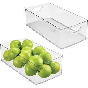 iDesign Stackable Clear Plastic Extra Long Storage Bin, Organizer for Kitchen Cabinet or Pantry, 2-Pack