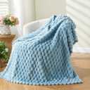 NEWCOSPLAY Super Soft Twin Blanket Blue Premium Silky Flannel Fleece 3D Clouds Stylish Jacquard Lightweight Bed Blanket All Season Use 350GSM (Blue, Twin(60"x80"))