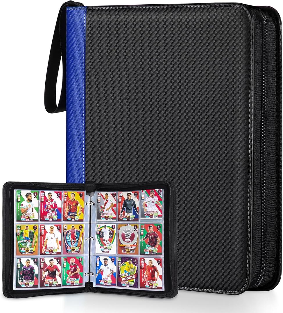 Card Binder for Pokemon Card, 9 Pocket 40 Double-Sided Pages for 720 Card Pocket Premium Zip PU Card Binder for Pokemon, Collectible For TCG,MTG,Baseball,Football Trading Card Game(Blue)
