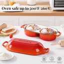 Cast Iron Bread Pan with Lid, Mini Enamel Sourdough Baking Dutch Oven Pot, Double Round Loaf Space for Homemade, Bread, Cake, Meatloaf, 16.5cm Diameter, 500F Oven Safe, Non Stick, Orange