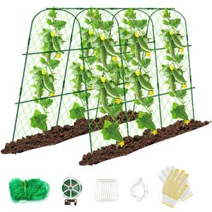 65"48" Cucumber Trellis for Raised Bed, U-Shape Garden Trellis for Climbing Plants Outdoor, Metal Arch Vegetables Trellis, Detachable Cucumber Trellis Support for Tomato,Squash