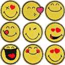 WILDREEDS 9PCS Smiley Face Iron on Patch, Officially Licensed SmileyWorld, Chenille Cute Smile Face Patch for Jackets, Hats, Backpacks, Jeans(Style 2)