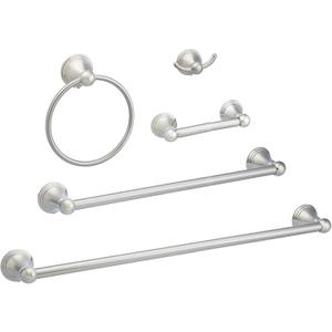 Amazon Basics 5 Piece, Satin Nickel AB-BR817-SN Bathroom Hardware Set, Variety Pack