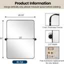 MOON MIRROR Matte Black Rounded Rectangle Pivot Mirror for Bathroom, Vanity, Overall 26.33x30 in (Without Bracket 22x30 in), Hangs Vertical Only