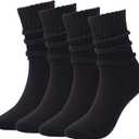 ASTRALUX cotton Socks Unisex 4 Pairs Men's socks & Women's socks (Large, Black)