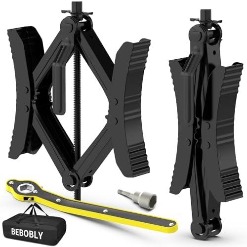 BEBOBLY Camper RV Wheel Chock Stabilizer, Heavy Duty X-Shaped Camper Wheel Chock 2 Sets with Wrench for Travel Trailer, Fits 3.5" to 12" Wheel Gaps, Anti-Move Tire Wheel Chock