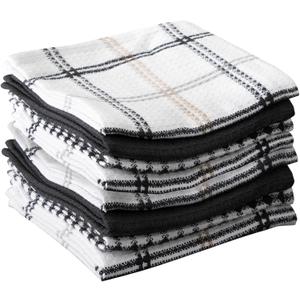 T-Fal Premium Waffle Dish Cloths: Highly Absorbent, Super Soft Long Lasting - 100% Cotton, 12"x13" Towel for Cleaning & Drying, (8-Pack), Neutral