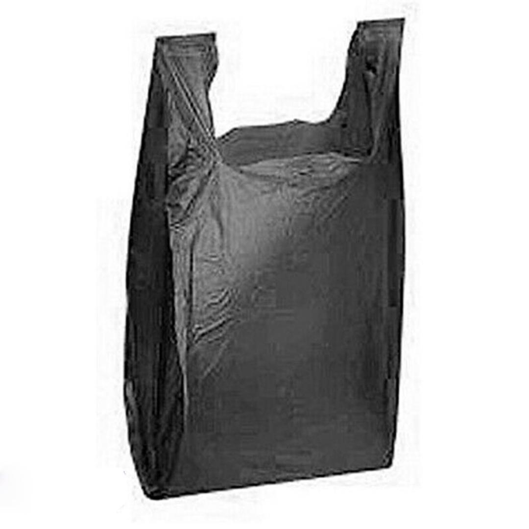 Reli. T-shirt Plastic Bags | 350  Pack | Black Plastic Bags with Handles (Plain) | Ideal for Grocery, Shopping, Food Take Out/To Go, Small Business