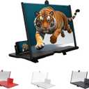 Screen Magnifier Version, 2026 New 3D HD Screen Magnifier for Cell Phone with Foldable Stand, Display Magnifier for Videos, Movies, Gaming, Travel and Home Use (Black, 10'')