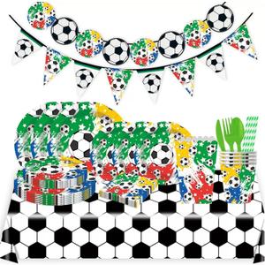 2026 World Cup Soccer Party Decoration Set,Football Party Decorations Soccer Theme Tableware Set, For Soccer Matches, Birthdays, Sports, And Parties Serves