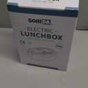 Electric Lunch Box, 12V/24V/110V Portable Food Warmer with SS Fork & Spoon for Car/Truck/Office, 80W Self Heating Lunch Box with 1.5L 304 Stainless Steel Container & 0.45L PP Fruit Box Blue