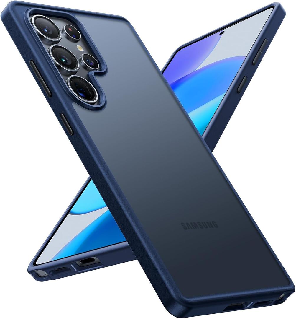 TORRAS Shockproof for Samsung Galaxy S25 Ultra Case, 12FT Military-Grade Protection, Matte Translucent Slim Case for Samsung S25 Ultra Case, Blue, Thin, Guardian Series
