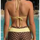 MakeMeChic Women's Polka Dots Bikini Sets with Swim Shorts Swimsuit (Yellow, M)