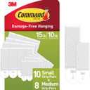 Command Picture Hanging Strips Variety Pack, Damage Free Hanging Picture Hangers, No Tools Wall Hanging Strips for Living Spaces, White, 10 Small Pairs and 8 Medium Pairs(36 Strips)
