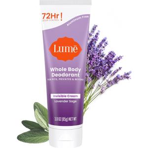 Lume Whole Body Deodorant - Invisible Cream Tube - 72 Hour Odor Control - Aluminum Free, Baking Soda Free, Skin Safe - 3.0 ounce (Lavender Sage) (3 Ounce (Pack of 1))