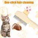Cat Flea Comb, Pet Hair Removal Brush with Release Button Cat Comb for Short & Long Hair Gentle Deshedding for Cats and Dogs Grooming Supplies (Yellow)