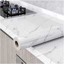 Marble Contact Paper White Peel and Stick Wallpaper 23.6"×393" | Glossy Marble Wallpaper Self Adhesive Removable Wallpapers Waterproof Countertop Paper for Cabinet Furniture Kitchen Vinyl