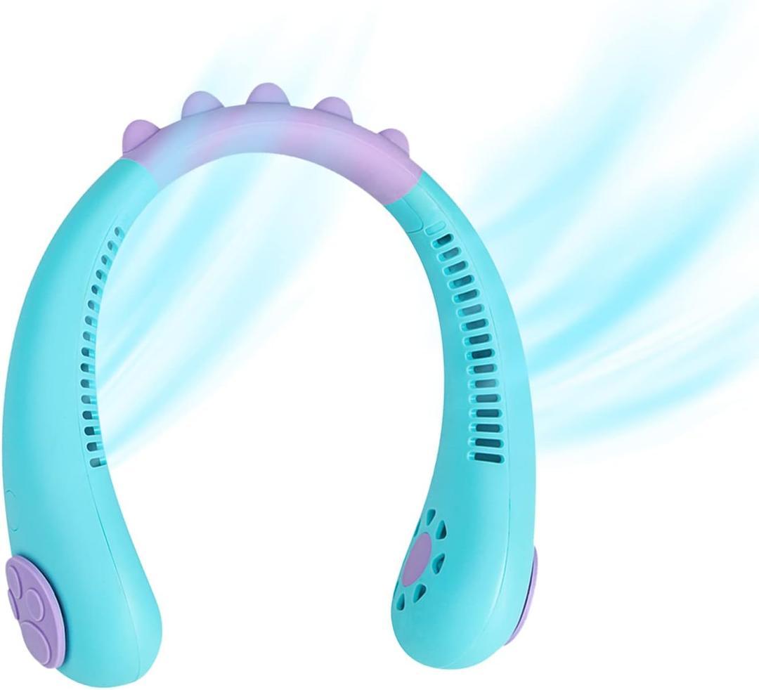 TOAOB Portable Neck Fan for Kids, Rechargeable, Personal Cooling Mini Fan, Wearable Bladeless Fan, 3 Speeds, USB Hanging Around Neck Fan for Outdoor Travel